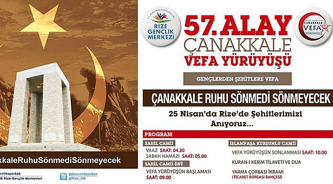 Rize'de 57. Alay için Vefa Yürüyüşü düzenlenecek