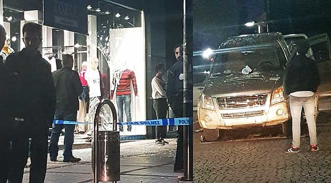 Rize'de kamyonet mağaza vitrininden içeri girdi