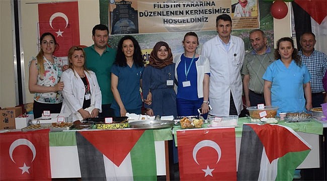 Rize'de sağlıkçılardan Filistin yararına kermes
