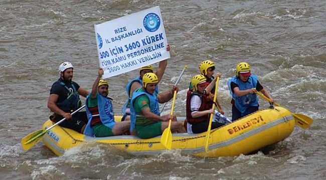 Rize'de memurlardan 3600 kürekli protesto