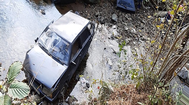 Rize'de otomobil dere yatağına düştü: 1 yaralı