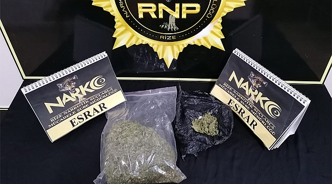 Rize'de şüphe üzerine durdurulan araçtan esrar çıktı