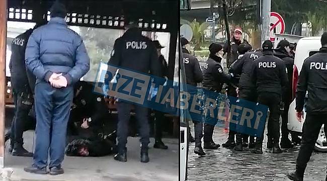 Rize'de gündüz vakti alkol alan gençler Polise zor anlar yaşattı