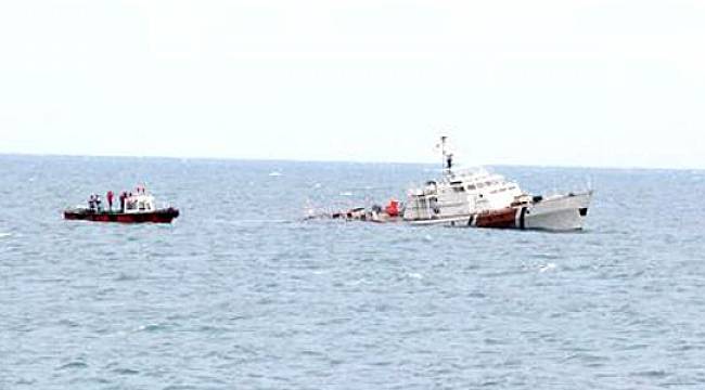 Rize'de törenle batırılacak gemi kendi battı