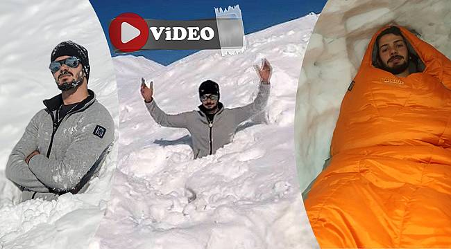 Rizeli gençler Ovit'te kar mağarasında gecelediler