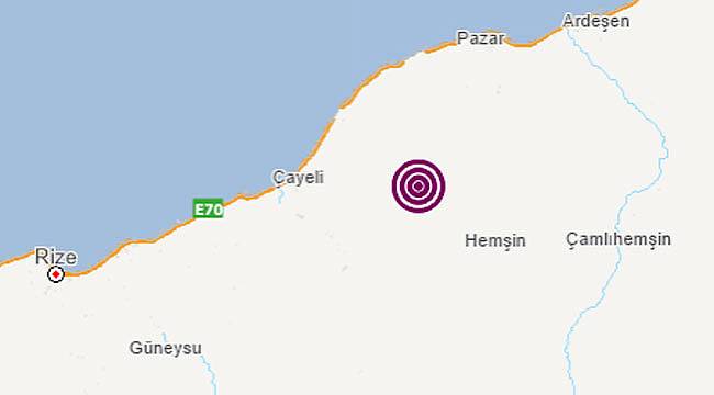 Çayeli'nde deprem meydana geldi