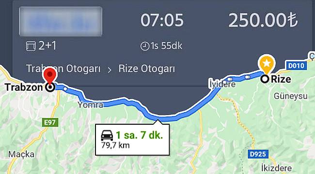 Rize-Trabzon arası otobüs bileti fiyatları resmen uçtu!