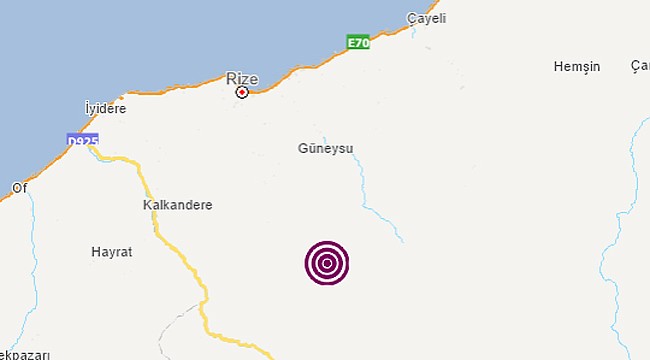 Rize'de deprem oldu