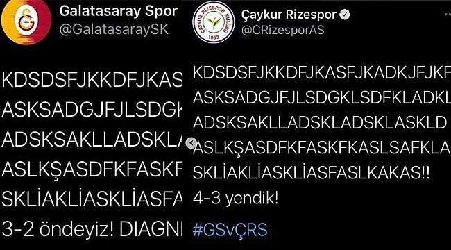 Çaykur Rizespor'dan Galatasaray'a gönderme