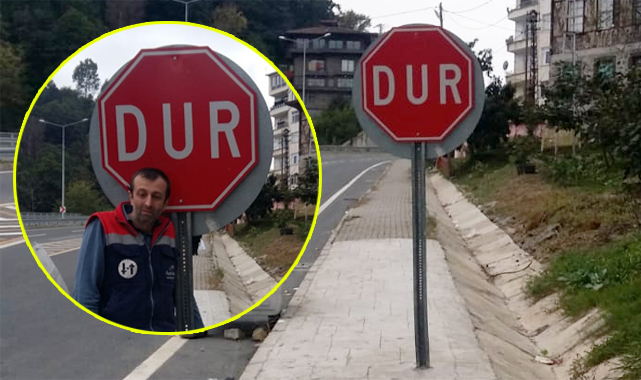 Rize'deki tabela yayaların başına dert oldu