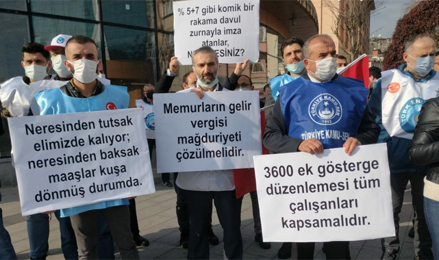 Rize'de kamu çalışanları bordro yaktı