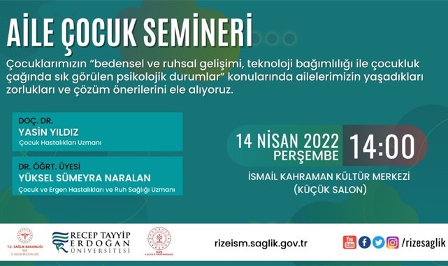 Rize'de ücretsiz "Aile ve Çocuk Semineri" düzenlenecek