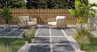 QUA Granite’in Vitoria Anthracite ürünü ile bahçeler yenileniyor
