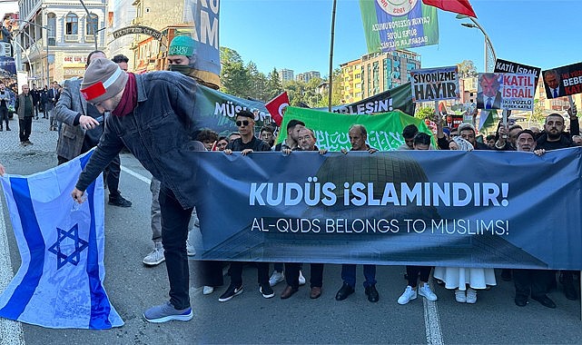 Rize'de Filistin için büyük buluşma: İsrail Bayrağı yakıldı