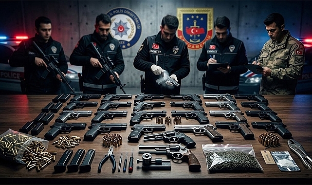 Rize'de silah imalathanesine baskın ve onlarca ruhsatsız tabanca