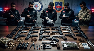 Rize'de silah imalathanesine baskın ve onlarca ruhsatsız tabanca
