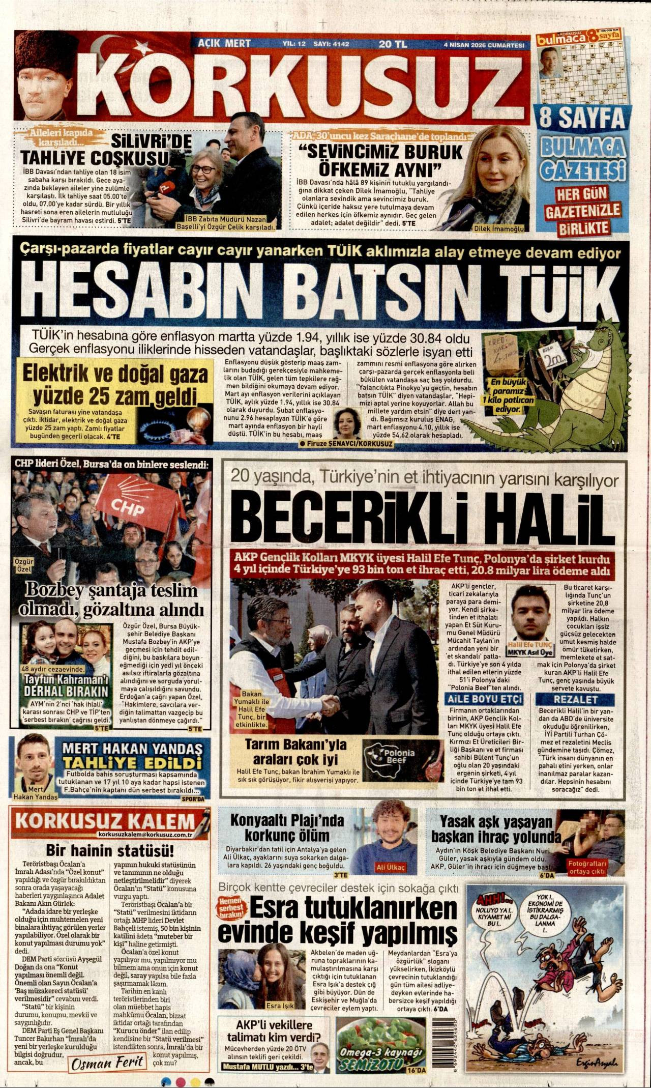 Korkusuz Gazetesi Gazete Manşeti